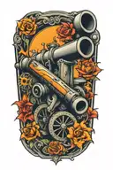 artillery cross cannon tattoo design idea