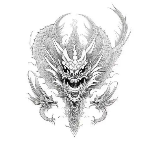 dragon skeleton tattoo design idea