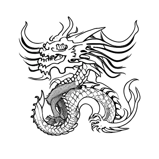 dragon skeleton tattoo design idea