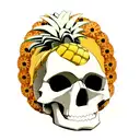 Pineapple skull tattoo design idea