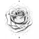 A dotwork tattoo featuring the bible chapter Philippians 4:13 on an open book with delicate rose motifs tattoo design idea