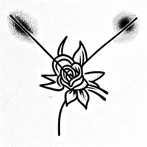 mum dad fishing and flowers tattoo design idea