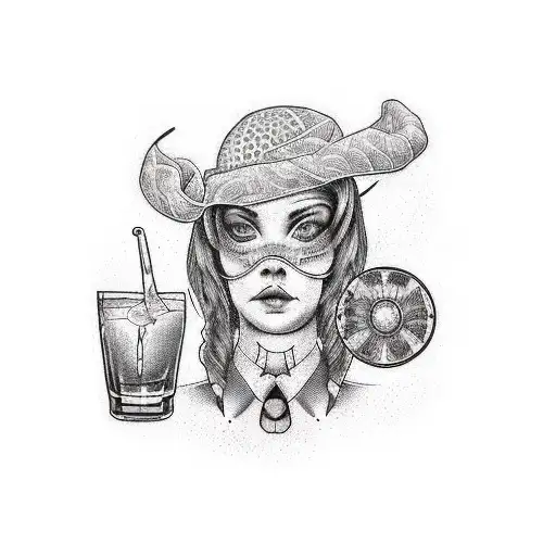 Create a dotwork tattoo that represents the connection between bartending and your love for Michigan tattoo design idea