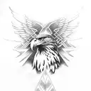An eagle soaring through the sky with the United States Air Force logo tattoo design idea