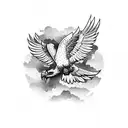 An eagle soaring through the sky with the United States Air Force logo tattoo design idea