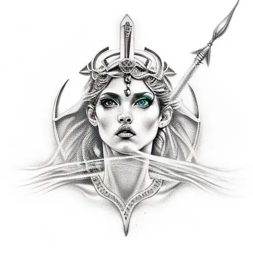 greek goddess nemesis tattoo design idea
