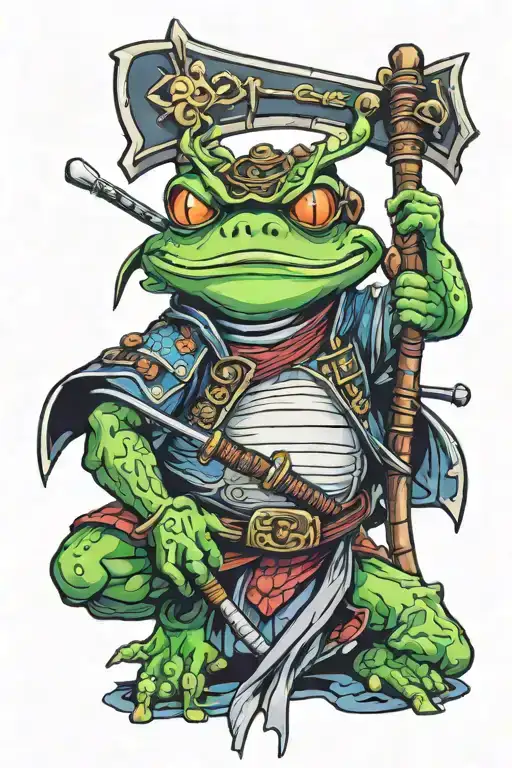 frog samurai warrior tattoo design idea
