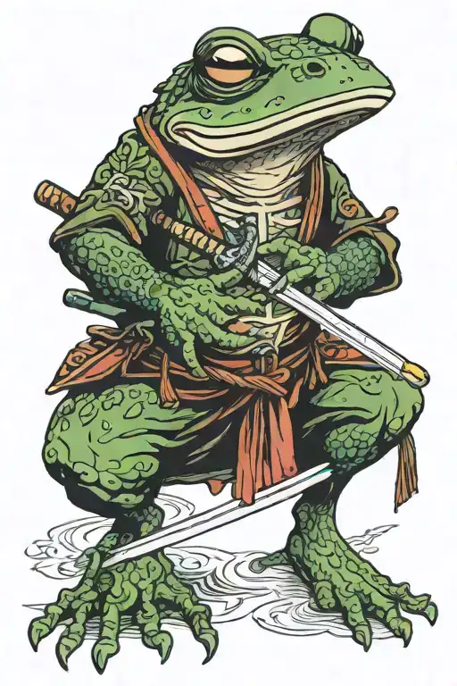 frog samurai sword tattoo design idea