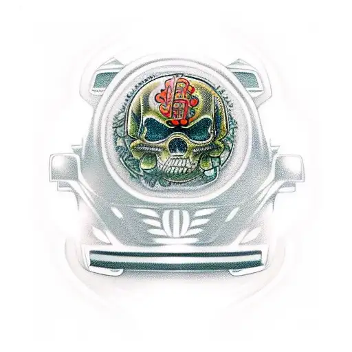 A lowrider car surrounded by money symbols and dollar signs tattoo design idea