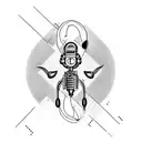 Design a tattoo of a hustler silhouette surrounded by musical instruments and tattoo machines to showcase your entrepreneurial spirit and passion for music and tattooing tattoo design idea