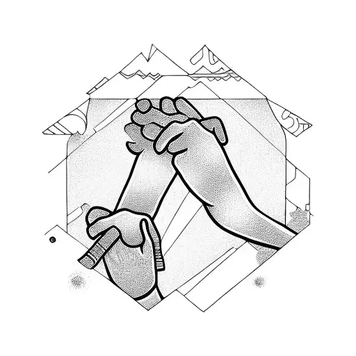 kids are holding their hands tattoo design idea