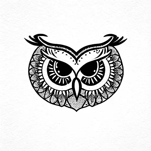 Owl, paisley flowers, sunflowers for eyes tattoo design idea