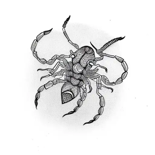 scorpion made with lines, simple, little to no-shadow, for a woman tattoo design idea