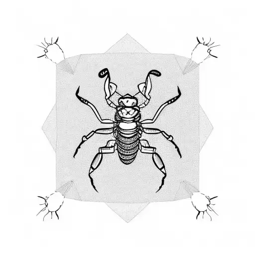 scorpion made with lines, simple, little to no-shadow, for a woman tattoo design idea