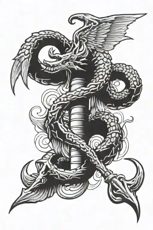 angel-scorpion-anchor wings tattoo design idea