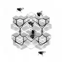 honeycomb with bees and sunflowers tattoo design idea