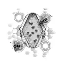 honeycomb with bees and sunflowers tattoo design idea