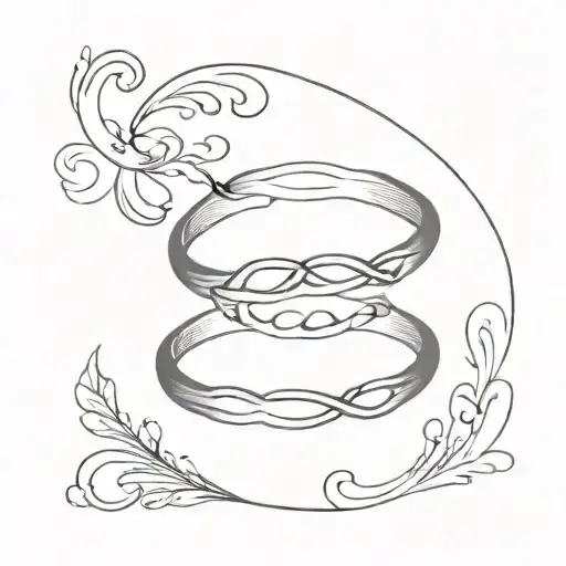 script October 4th, 2024 two wedding bands intertwined   tattoo design idea