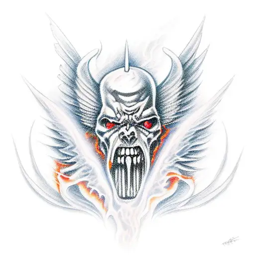 angels and demons with fire tattoo design idea