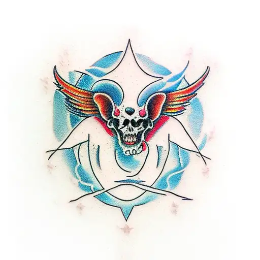 angels and demons with fire tattoo design idea