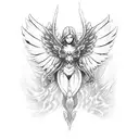 angels and demons with fire tattoo design idea