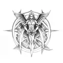 angels and demons with fire tattoo design idea