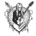 Center a michael amott guitar flyng V, on the left Arch Enemy Logo and rich a skull, background is a crack tattoo design idea