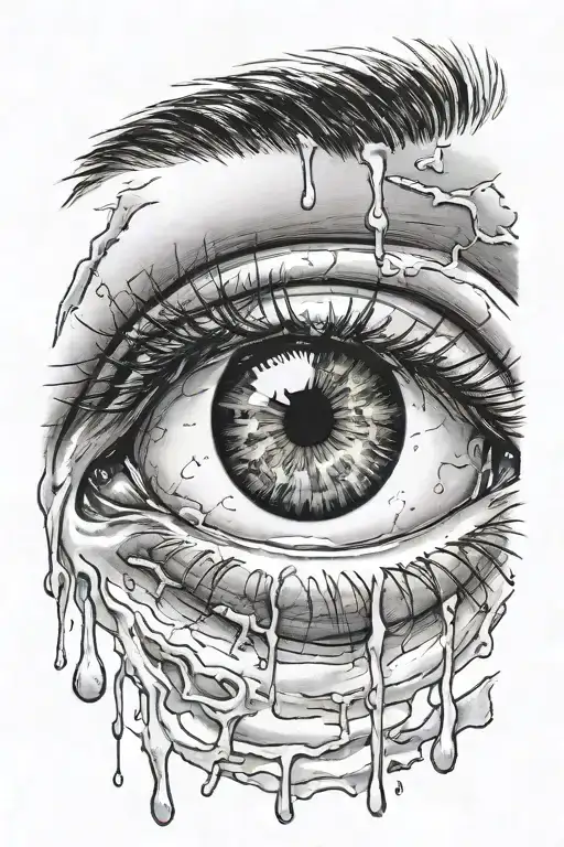 eyeball stuck open by hooks coming out of eyelid tattoo design idea