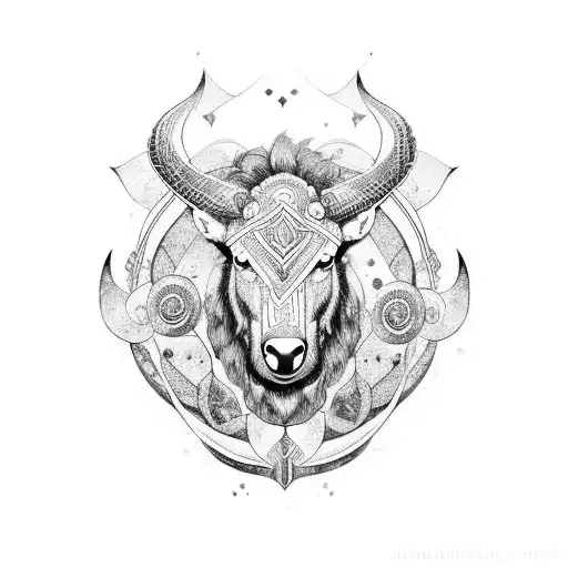 A stunning blackwork portrait of the client's favorite animal, surrounded by intricate viking symbols. tattoo design idea