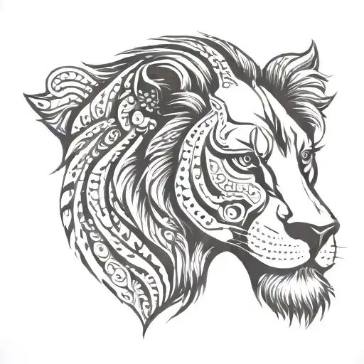 Africa Lion face tattoo design idea