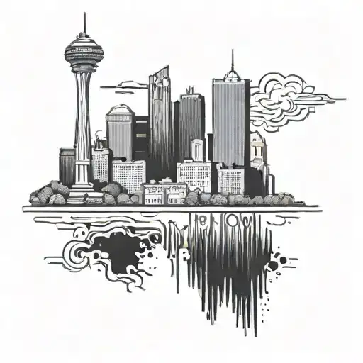 detroit city skyline 7mile sign tattoo design idea