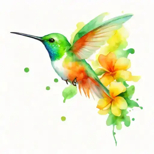 humming bird with four leaf clover tattoo design idea
