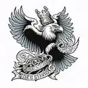 this we'll defend on a scroll with a eagle on it  tattoo design idea