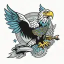 this we'll defend on a scroll with a eagle on it  tattoo design idea