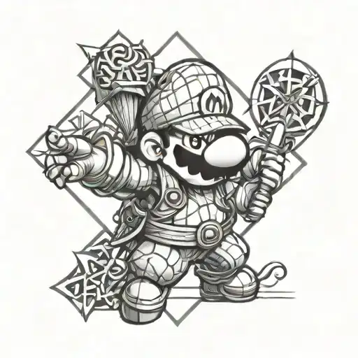 mario dark souls tattoo design idea