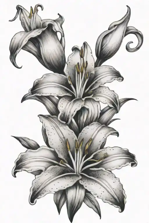 stargazer Lily with buds coming tattoo design idea