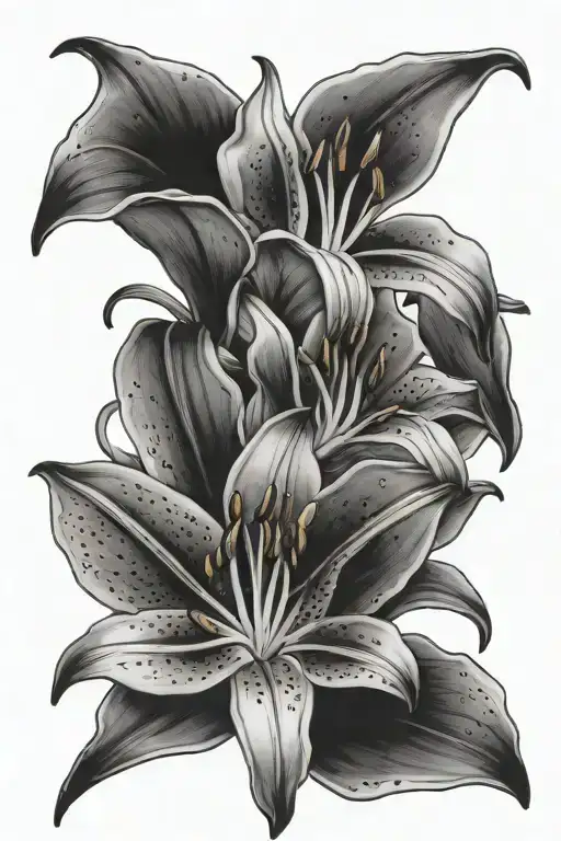stargazer Lily and buds tattoo design idea
