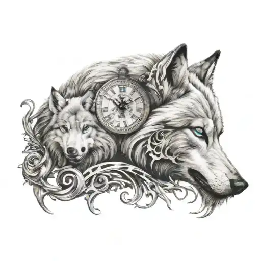 wolf time piece morphing demons tattoo design idea