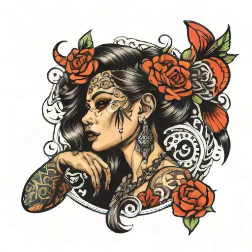 payasa girl with Lowrider   tattoo design idea
