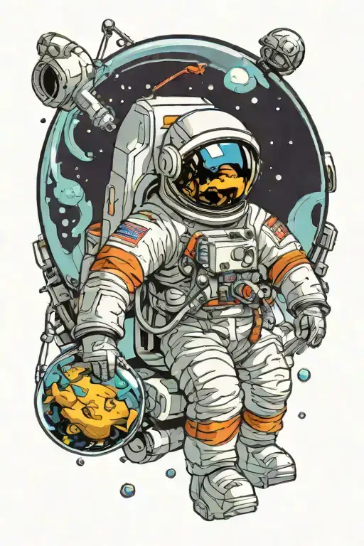astronaut with a fishbowl helmet   tattoo design idea