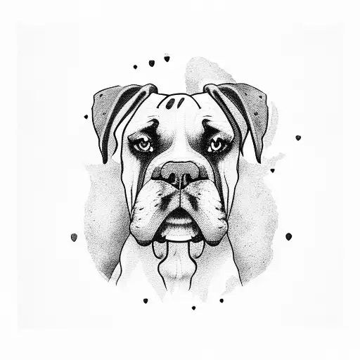 Heart-shaped boxer dog silhouette tattoo design idea