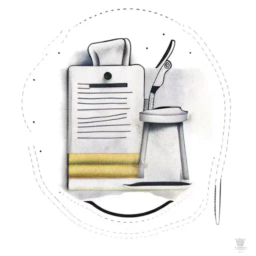  a chef's knife combined with a social worker's notebook tattoo design idea