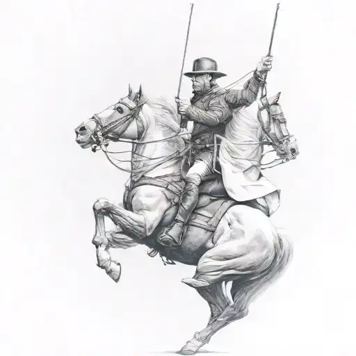 Fiddlers green cavalry man riding toward death tattoo design idea