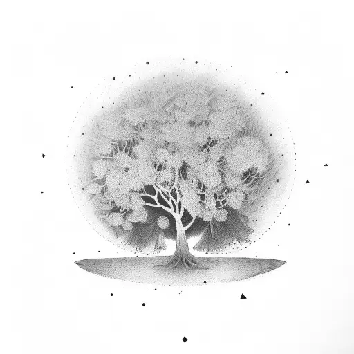 tree with the names Elizabeth Sophie Suzanne Evan  tattoo design idea