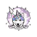 Corgi unicorn, magical, purple, cute tattoo design idea