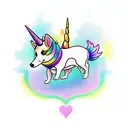 Corgi unicorn, magical, purple, cute tattoo design idea