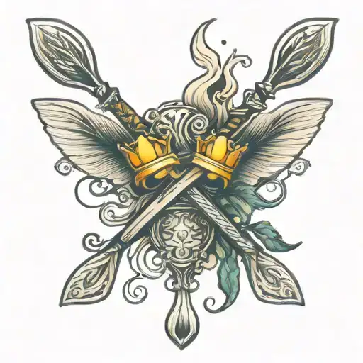 oars intertwined tattoo design idea