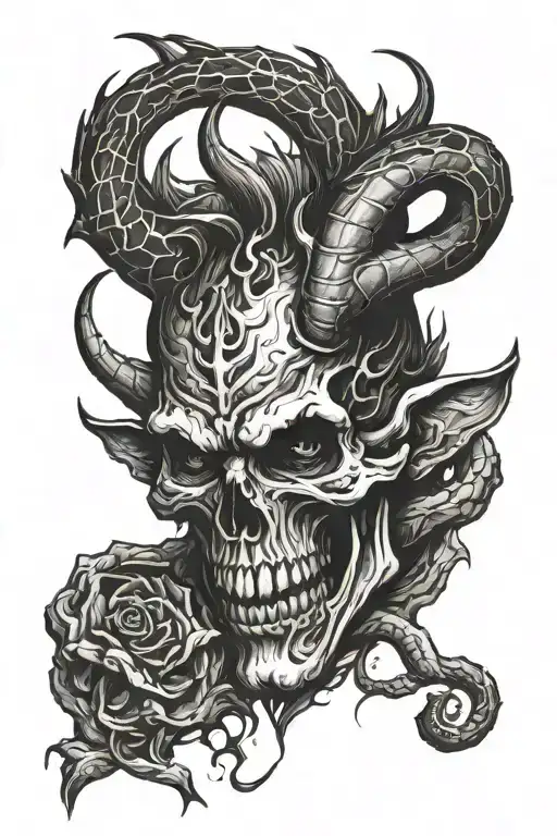 there is a devil in my mind who never fails and he is invincible tattoo design idea