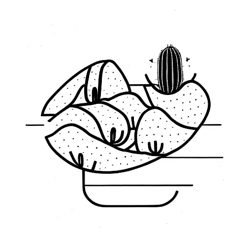 A minimalist tattoo of three friends sitting under a cactus tree, enjoying each other's company tattoo design idea