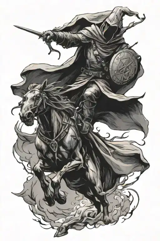 the nazgul flies with his arm outstretched tattoo design idea